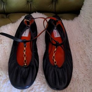 Lanvin black leather ballerina shoes